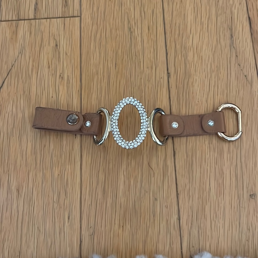 Crystal & Brown Leather Bracelet